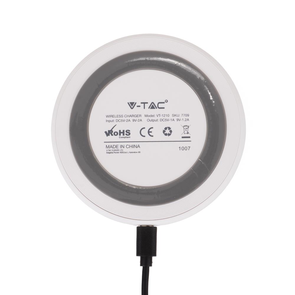 Ładowarka indukcyjna bezprzewodowa 5A 10W biała okrągła V-TAC VT-1210 - 2