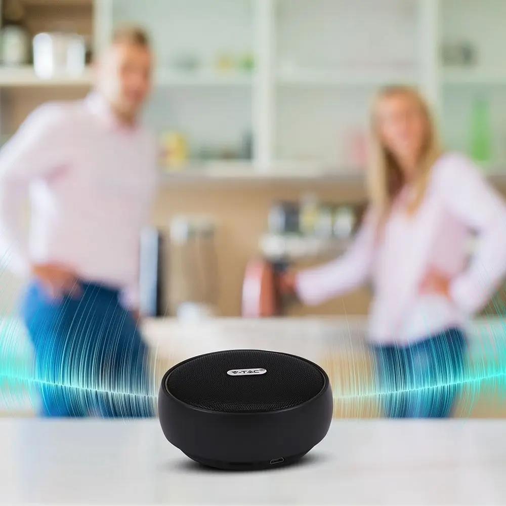 Przenośny głośnik bluetooth micro USB wysokiej jakości przewód 800mAh czarny V-TAC VT-6211 - 4