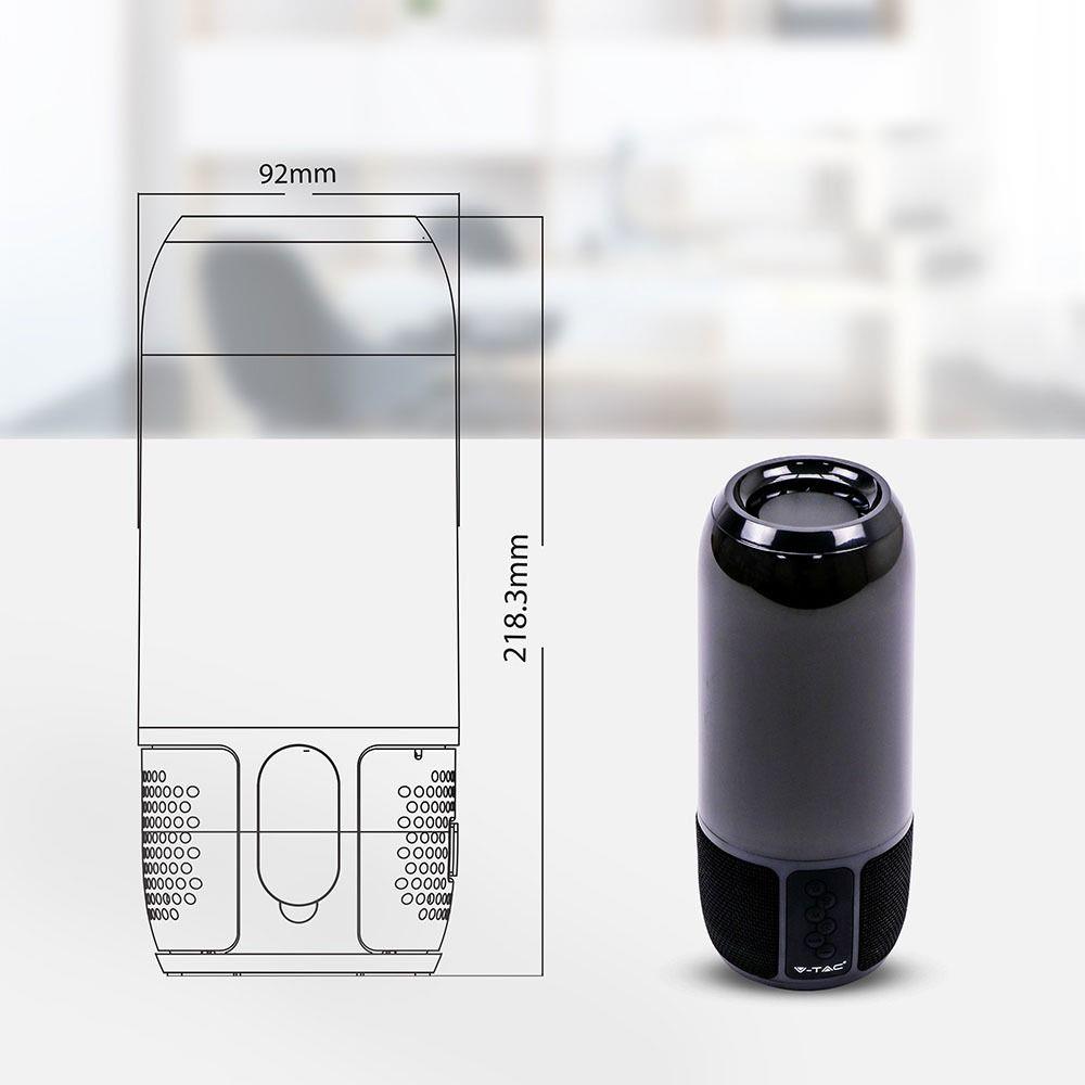 Bezprzewodowy inteligentny głośnik LED V-TAC z technologią bluetooth 2x3W USB micro SD czarny VT-7456 - 7