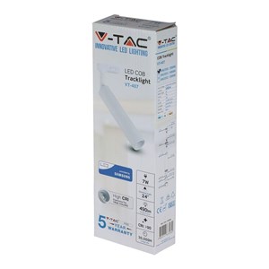 Oprawa 7W LED V-TAC Szynosystem 3F SAMSUNG CHIP CRI90+ Biała VT-407 5000K 420lm 5 Lat Gwarancji