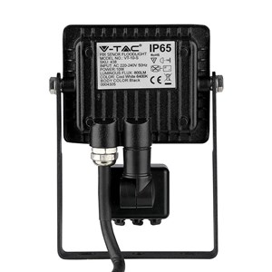 Projektor LED V-TAC 10W SAMSUNG CHIP Czujnik Ruchu Funkcja Cut-OFF Czarny VT-10-S-B 4000K 800lm 5 Lat Gwarancji