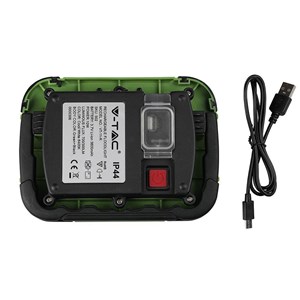 Projektor LED V-TAC 10W ładowalny USB SAMSUNG CHIP funkcja SOS 3,7V li-ion IP44 VT-10-R 4000K 700lm 2 lata Gwarancji
