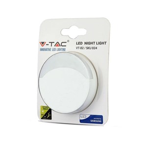 Lampka Nocna do Gniazdka LED V-TAC SAMSUNG CHIP Okrągła VT-82-RD 4000K 10lm