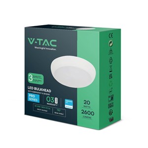 Plafon LED V-TAC Czujnik/CCT/Awaria 3godziny 8W/16W/20W SAMSUNG CHIP IP65 IK08 VT-8633 3000K-4000K-6400K 2600lm 3 Lata Gwarancji