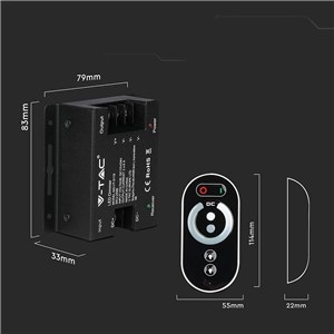 Sterownik Ściemniacz Taśm LED jednokolorowy z pilotem dotykowym V-TAC 18A 12V/216W 24V/432W VT-5115