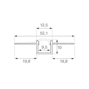 Profil Aluminiowy V-TAC 2mb Anodowany, Klosz Mleczny, Do gipsowania 9,5mm VT-8102