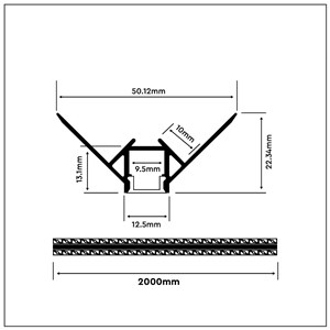 Profil Aluminiowy V-TAC 2mb Anodowany, Klosz Mleczny, Do gipsowania, Narożny zewnętrzny VT-8103