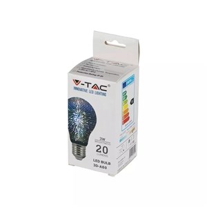 Żarówka LED V-TAC 3W E27 Filament 3D A60 VT-2203 3000K 20lm