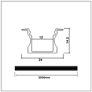 Profil Aluminiowy V-TAC 2mb Anodowany, Klosz Mleczny, Wpuszczany VT-8107