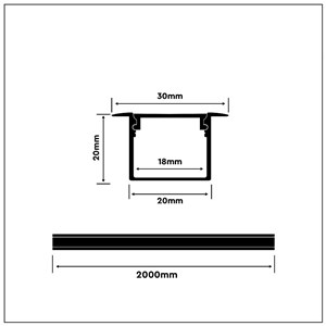 Profil Aluminiowy V-TAC 2mb Anodowany, Klosz Mleczny, Wpuszczany, Na dwie taśmy VT-8119 5 Lat Gwarancji