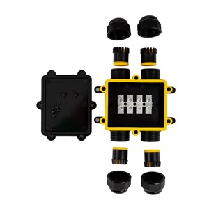 Puszka Złączka Mufa Hermetyczna 4x4Pin Czarna 0.5-4mm2 Średnica przewodu 8-12mm IP68 V-TAC VT-871