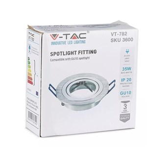 Oczko V-TAC Aluminiowe Odlew 1xGU10 Okrągłe Aluminium Szczotkowane VT-782RD-AB