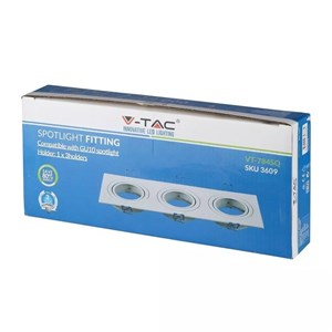 Oczko V-TAC Aluminiowe Odlew 3xGU10 Kwadrat Białe VT-784SQ-WH