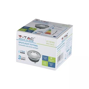 Oczko V-TAC aluminiowe odlew szczelne z szybą IP54 GU10 okrągłe fi84 satyna VT-787RD-SN