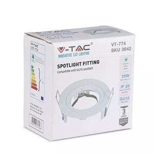 Oczko V-TAC Aluminiowe Odlew GU10 Okrągłe Białe VT-774-WH