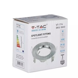 Oczko V-TAC Aluminiowe Odlew GU10 Okrągłe Satyna VT-774-SN