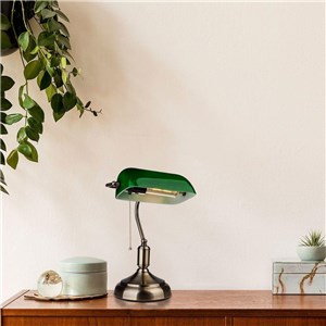 Lampa Bankierska V-TAC E27 Stare Złoto Zielony Klosz VT-7151-GR 5 Lat Gwarancji