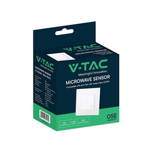 Czujnik Ruchu Mikrofalowy Ścienny Podtynkowy Dopuszkowy Biały 1200W/300W V-TAC VT-8084 5 Lat Gwarancji