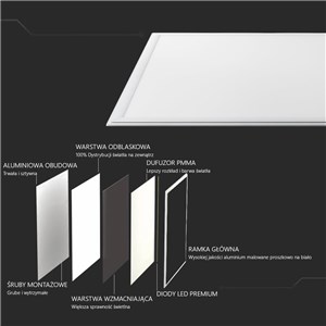 Panel LED V-TAC 45W 620x620 mm UGR VT-6069 3000K 3600lm