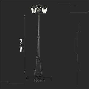 Latarnia Ogrodowa V-TAC 3XE27 1990mm IP44 Czarny VT-740