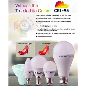 Żarówka LED V-TAC 5.5W E27 G45 Kulka CRI95+ VT-2216 4000K 470lm