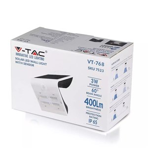 Projektor Solarny 3W LED Biały+Czarny V-TAC VT-768 4000K 400lm