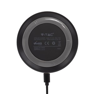 Ładowarka indukcyjna bezprzewodowa 5A 10W czarna okrągła V-TAC VT-1210