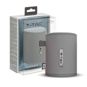 Przenośny Głośnik Bluetooth Micro USB Wysokiej jakości przewód 1500mAh Szary V-TAC VT-6244