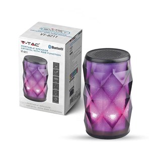 Przenośny Głośnik V-TAC Bluetooth Oświetlenie LED RGB AUX Micro SD TWS 1200mAh VT-6211