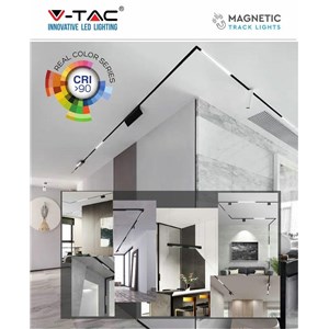 Oprawa Szynosystem Magnetyczny 24V V-TAC 20W LED Czarna CRI90+ VT-4121 4000K 1600lm 3 Lata Gwarancji