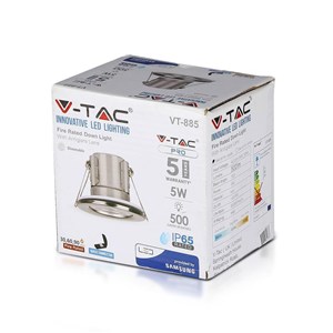 Oczko LED V-TAC SAMSUNG CHIP 5W Hermetyczne IP65 Ściemnialne Satyna VT-885 3000K 500lm