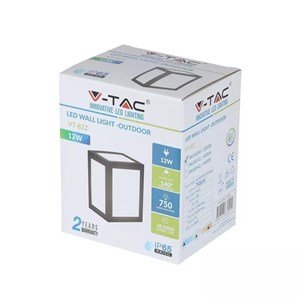 Oprawa Ścienna V-TAC 12W LED IP65 Czarna VT-822 3000K 750lm