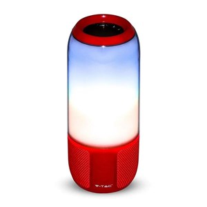 Bezprzewodowy inteligentny głośnik LED V-TAC z technologią bluetooth 2x3W USB micro SD czerwony VT-7456