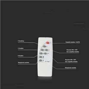 Projektor LED Solarny V-TAC 12W Czarny IP65, Pilot, Timer VT-25W 4000K 550lm