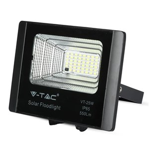 Projektor LED Solarny V-TAC 12W Czarny IP65, Pilot, Timer VT-25W 4000K 550lm