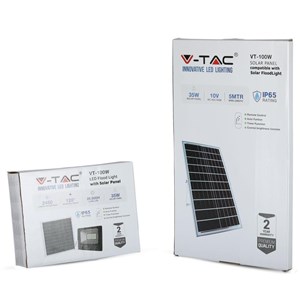 Projektor LED Solarny V-TAC 35W Czarny IP65, Pilot, Timer VT-100W 4000K 2450lm