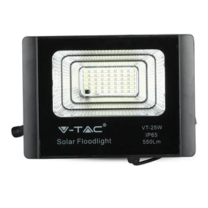 Projektor LED solarny V-TAC 12W czarny IP65 pilot timer VT-25W 6000K 550lm