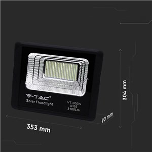 Projektor LED solarny V-TAC 40W czarny IP65 pilot timer VT-200W 6000K 3100lm 2 lata Gwarancji