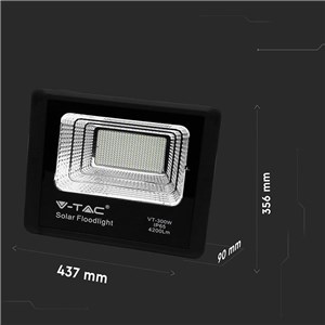 Projektor LED solarny V-TAC 50W czarny IP65 pilot timer VT-300W 6000K 4200lm
