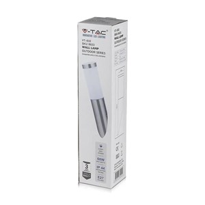 Kinkiet ogrodowy V-TAC ścienny V-TAC stal szczotkowana E27 VT-832 3 lata gwarancji