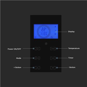 Grzejnik Panelowy Szklany 2000W LED Czarny PILOT LCD TIMER V-TAC VT-2000WRD-B