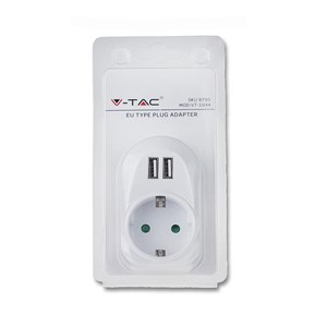 Adapter do gniazda 2x USB 2,1A V-TAC Biały VT-1044