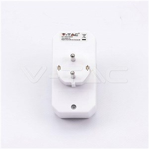 Rozgałęźnik 2 wtyczki płaskie 2.5A i 1 gniazdo 16A White V-TAC VT-1053