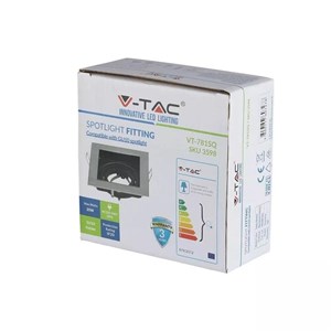 Oczko V-TAC aluminiowe GU10 kwadrat satyna/czarne VT-781SQ-SN