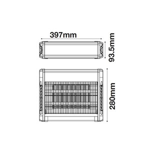 Lampa Owadobójcza V-TAC 2x10W 80m2 397x93mm VT-3220