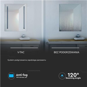 Lustro V-TAC 30W LED Anty Para 700x500x35mm IP44 VT-8700 6400K 750lm
