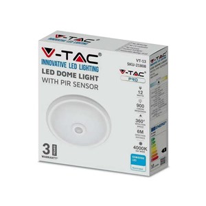 Plafon LED V-TAC SAMSUNG CHIP 12W Czujnik Ruchu VT-13 6500K 900lm 3 Lata Gwarancji