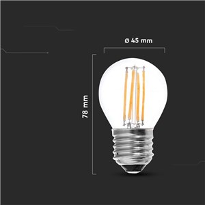 Żarówka LED V-TAC 4W Filament E27 G45 P45 Kulka VT-1980 3000K 400lm