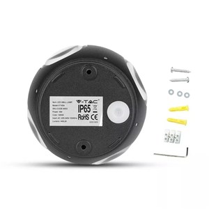 Kinkiet Ścienny V-TAC 4W LED Czarny Okrągły IP65 VT-834-B 3000K 428lm