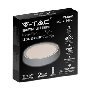 Plafon Sufitowy V-TAC 60W LED Pilot CCT fi.500 VT-8502 3000K-6500K 6000lm